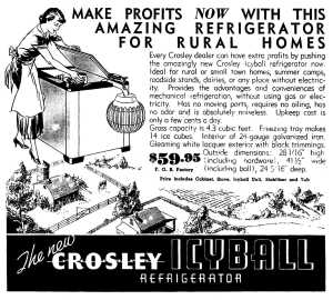 Ad Encouraging Crosley Dealers to Promote the IcyBall for Rural Homes and Businesses (April 1935)